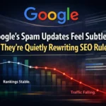 Google spam updates 2026 showing subtle traffic decline without ranking drops